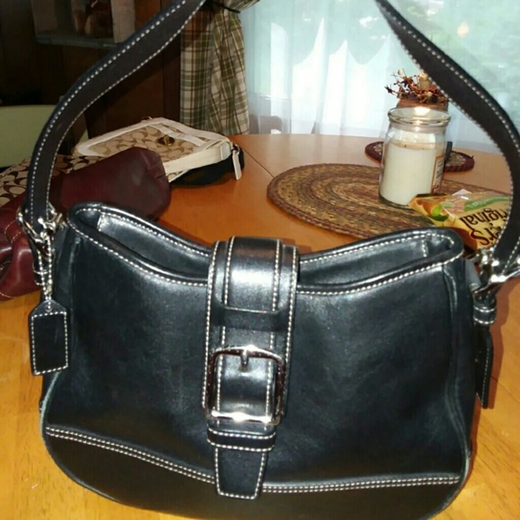 Coach Handbag Shoulder Bag Black Leather - Picture 3 of 8